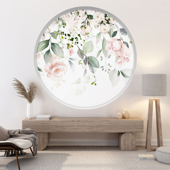 Optical Illusions Round Arch Wall Sticker - Flowers