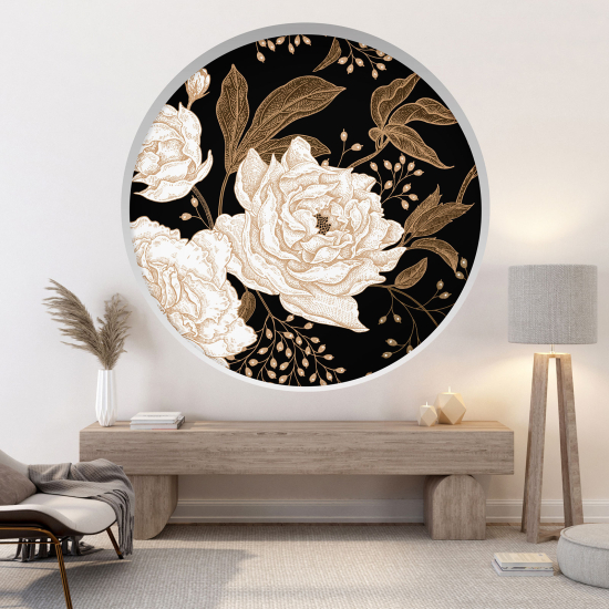 Optical Illusions Round Arch Wall Sticker - Flowers