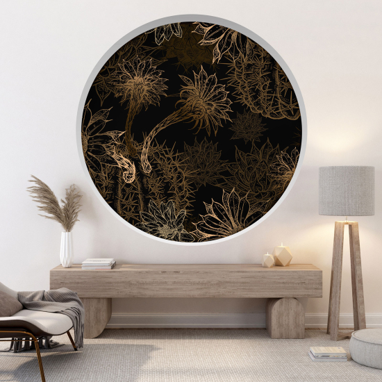 Optical Illusions Round Arch Wall Sticker - Flowers