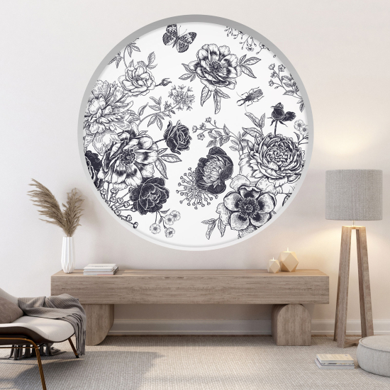 Optical Illusions Round Arch Wall Sticker - Flowers