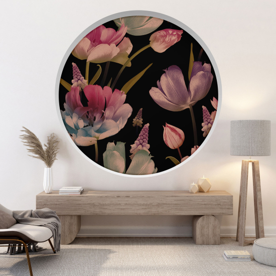 Optical Illusions Round Arch Wall Sticker - Flowers