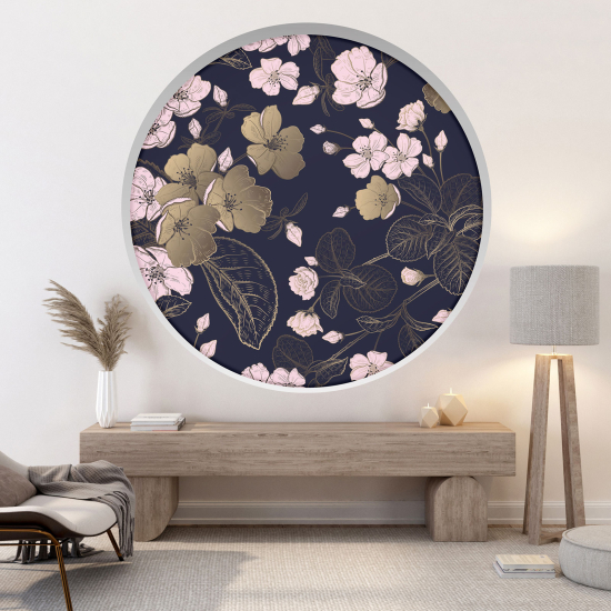 Optical Illusions Round Arch Wall Sticker - Flowers