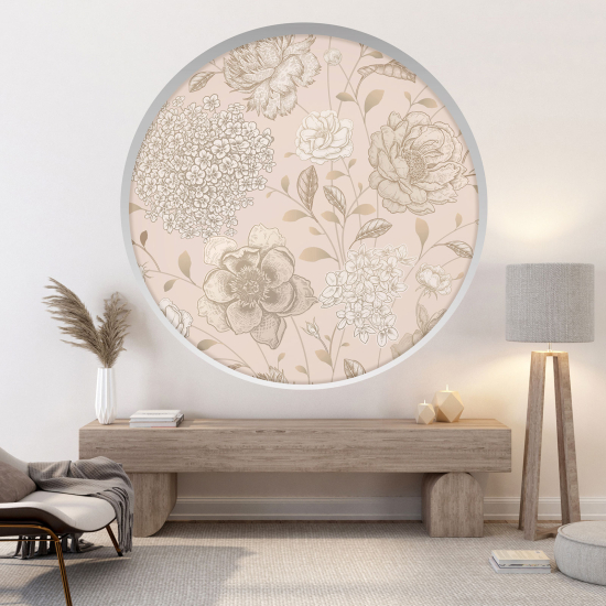 Optical Illusions Round Arch Wall Sticker - Flowers