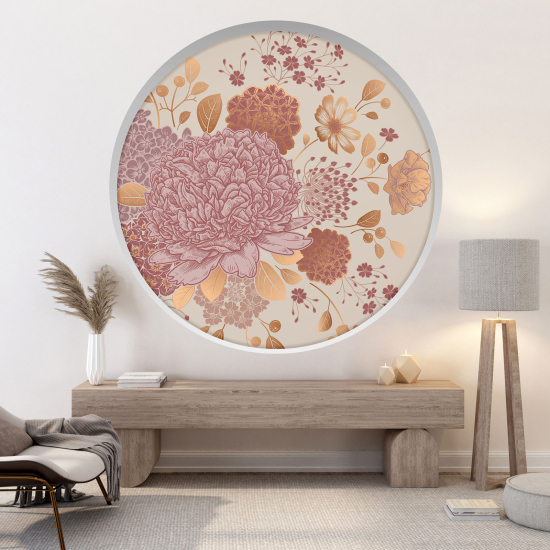 Optical Illusions Round Arch Wall Sticker - Flowers