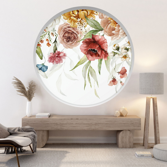 Optical Illusions Round Arch Wall Sticker - Flowers