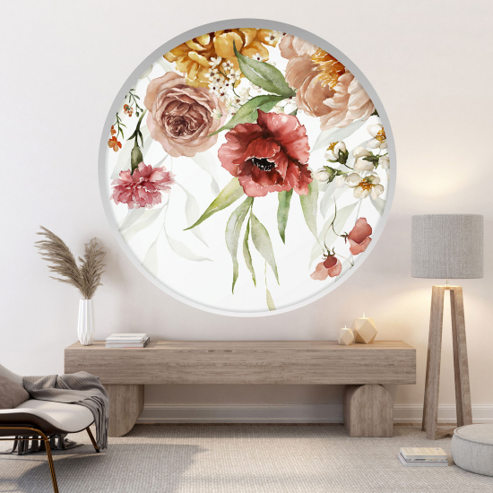 Optical Illusions Round Arch Wall Sticker - Flowers