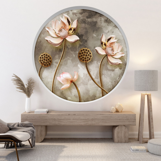 Optical Illusions Round Arch Wall Sticker - Flowers