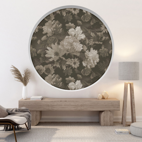 Optical Illusions Round Arch Wall Sticker - Flowers