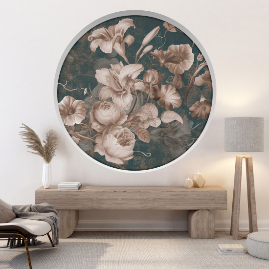 Optical Illusions Round Arch Wall Sticker - Flowers