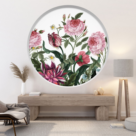 Optical Illusions Round Arch Wall Sticker - Flowers