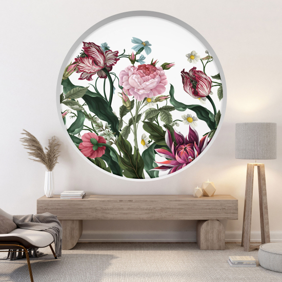 Optical Illusions Round Arch Wall Sticker - Flowers