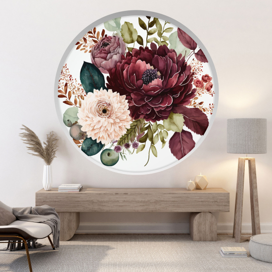 Optical Illusions Round Arch Wall Sticker - Flowers