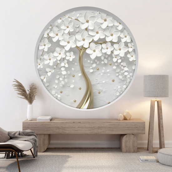 Optical Illusions Round Arch Wall Sticker - Flowers