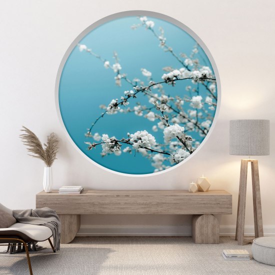 Optical Illusions Round Arch Wall Sticker - Flowers