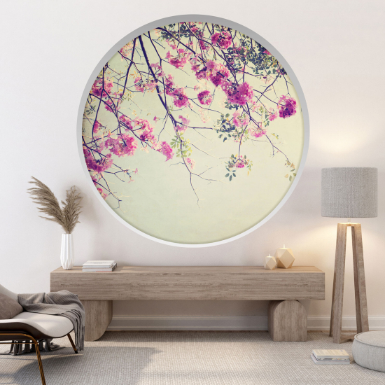 Optical Illusions Round Arch Wall Sticker - Flowers