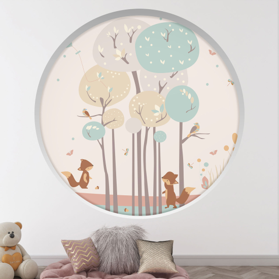 Optical Illusions Round Arch Wall Sticker for Kids- Animals