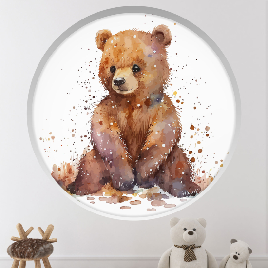 Optical Illusions Round Arch Wall Sticker for Kids- Bear