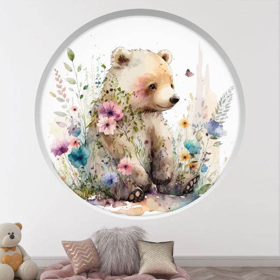 Optical Illusions Round Arch Wall Sticker for Kids- Bear