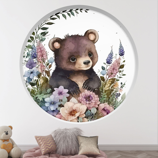 Optical Illusions Round Arch Wall Sticker for Kids- Bear