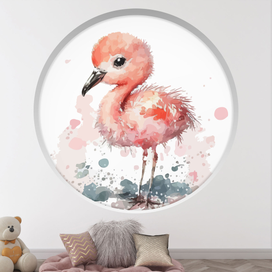 Optical Illusions Round Arch Wall Sticker for Kids- Bird