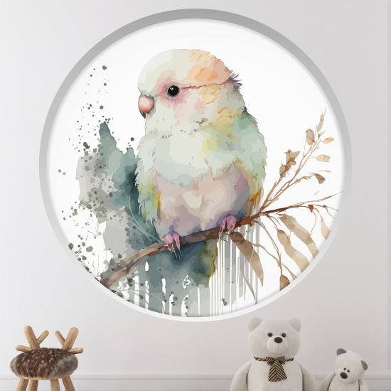 Optical Illusions Round Arch Wall Sticker for Kids- Bird on the branch