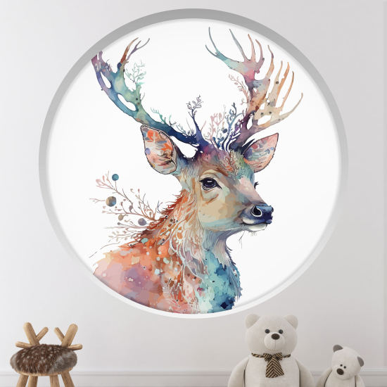 Optical Illusions Round Arch Wall Sticker for Kids- Deer