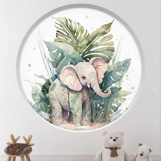 Optical Illusions Round Arch Wall Sticker for Kids- Elephant