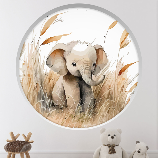 Optical Illusions Round Arch Wall Sticker for Kids- Elephant