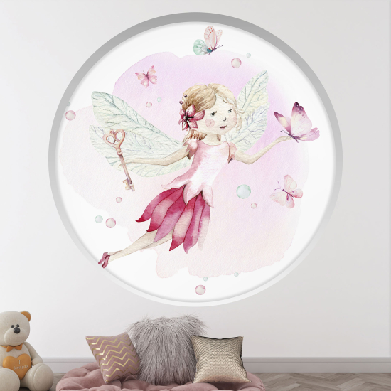 Optical Illusions Round Arch Wall Sticker for Kids- Fairy