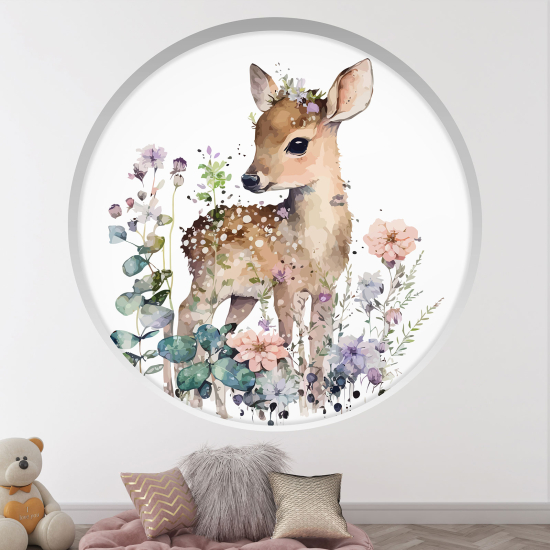 Optical Illusions Round Arch Wall Sticker for Kids- Fawn