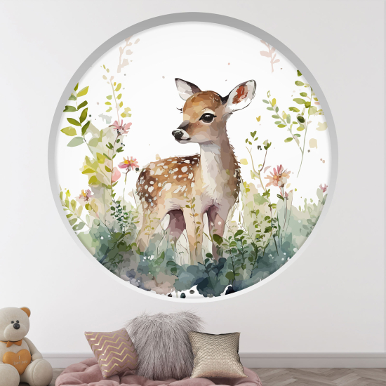 Optical Illusions Round Arch Wall Sticker for Kids- Fawn