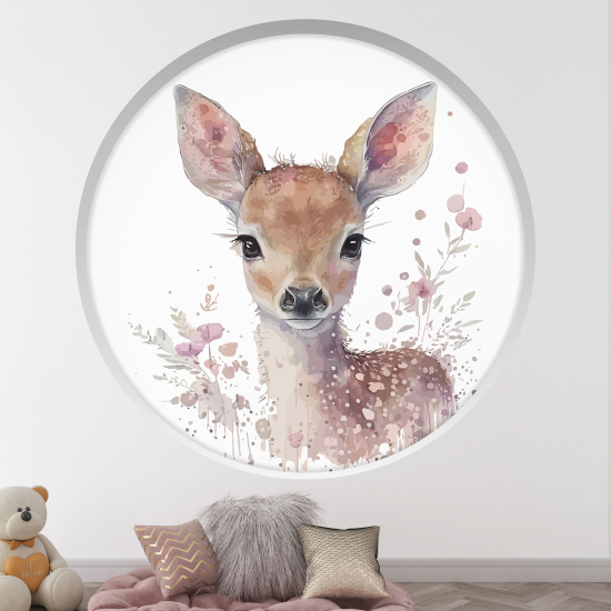 Optical Illusions Round Arch Wall Sticker for Kids- Fawn