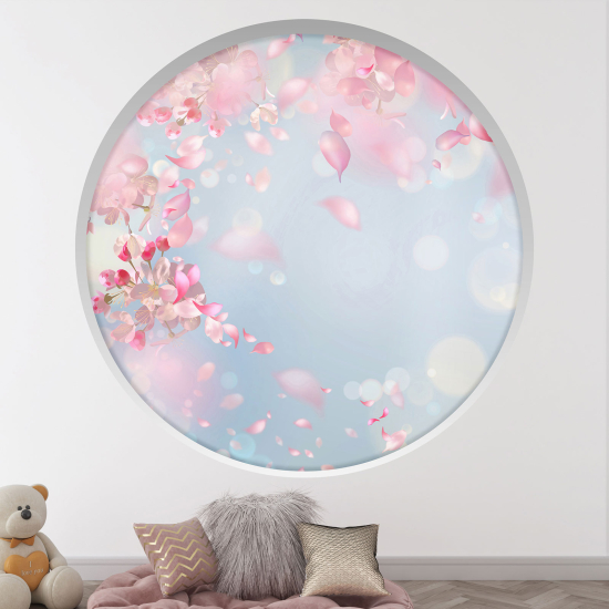 Optical Illusions Round Arch Wall Sticker for Kids- Flowers