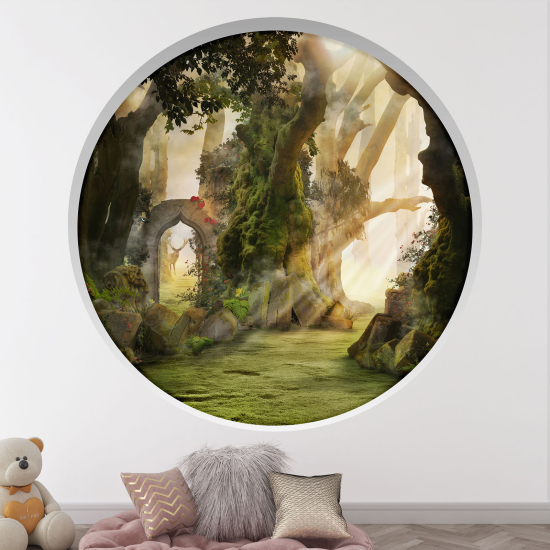 Optical Illusions Round Arch Wall Sticker for Kids- Forest