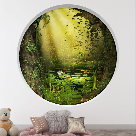 Optical Illusions Round Arch Wall Sticker for Kids- Forest