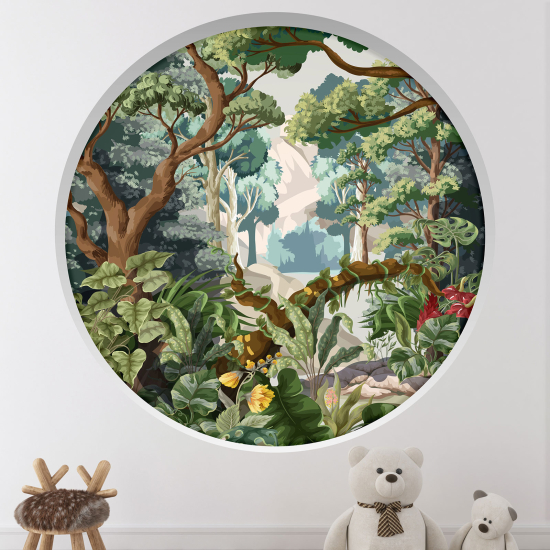 Optical Illusions Round Arch Wall Sticker for Kids- Forest