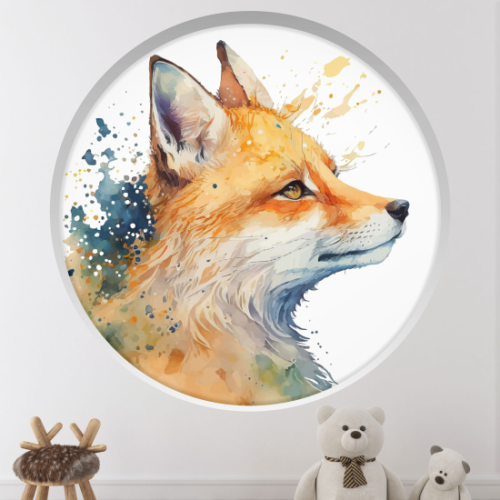 Optical Illusions Round Arch Wall Sticker for Kids- Fox