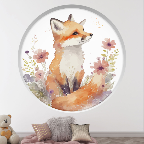 Optical Illusions Round Arch Wall Sticker for Kids- Fox