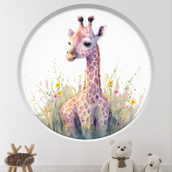 Optical Illusions Round Arch Wall Sticker for Kids- Giraffe