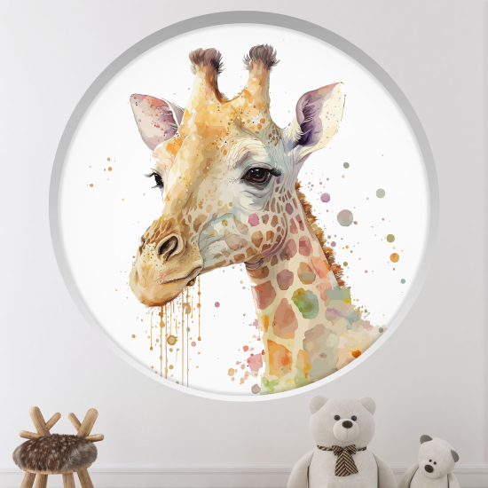 Optical Illusions Round Arch Wall Sticker for Kids- Giraffe