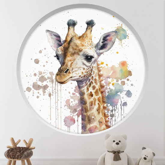 Optical Illusions Round Arch Wall Sticker for Kids- Giraffe