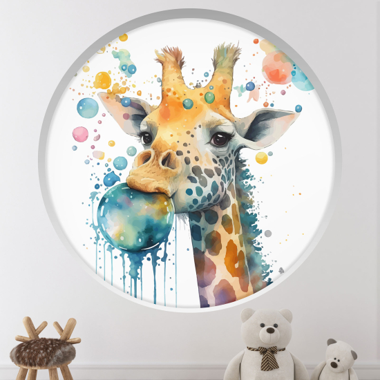 Optical Illusions Round Arch Wall Sticker for Kids- Giraffe