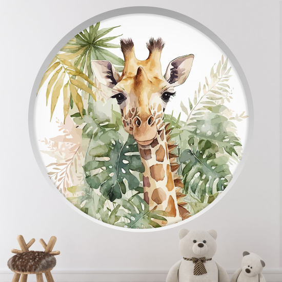 Optical Illusions Round Arch Wall Sticker for Kids- Giraffe