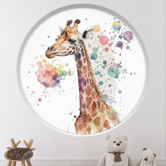 Optical Illusions Round Arch Wall Sticker for Kids- Giraffe