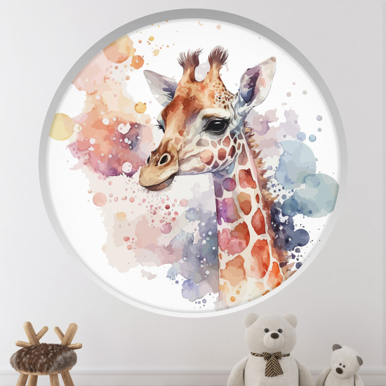 Optical Illusions Round Arch Wall Sticker for Kids- Giraffe