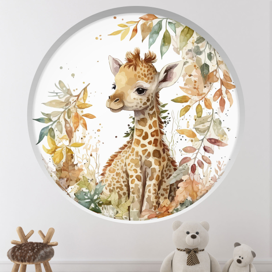 Optical Illusions Round Arch Wall Sticker for Kids- Giraffe