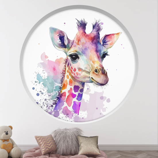 Optical Illusions Round Arch Wall Sticker for Kids- Giraffe