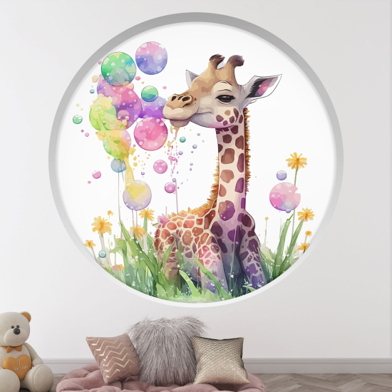 Optical Illusions Round Arch Wall Sticker for Kids- Giraffe