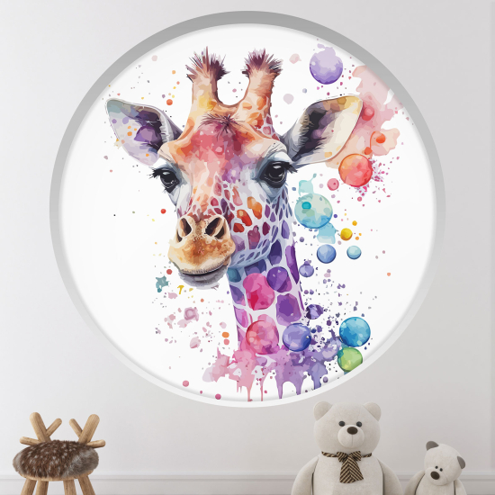 Optical Illusions Round Arch Wall Sticker for Kids- Giraffe