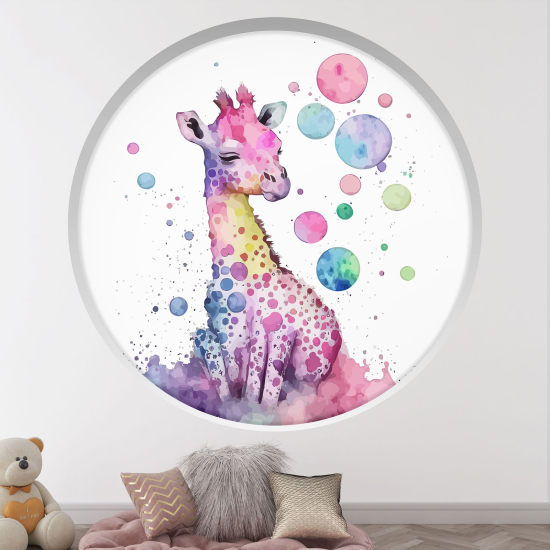 Optical Illusions Round Arch Wall Sticker for Kids- Giraffe